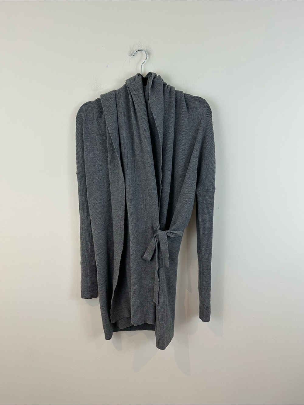 Theory Gray Open-Front Tie-Waist Women's Cardigan Sweater Wrap Style Medium